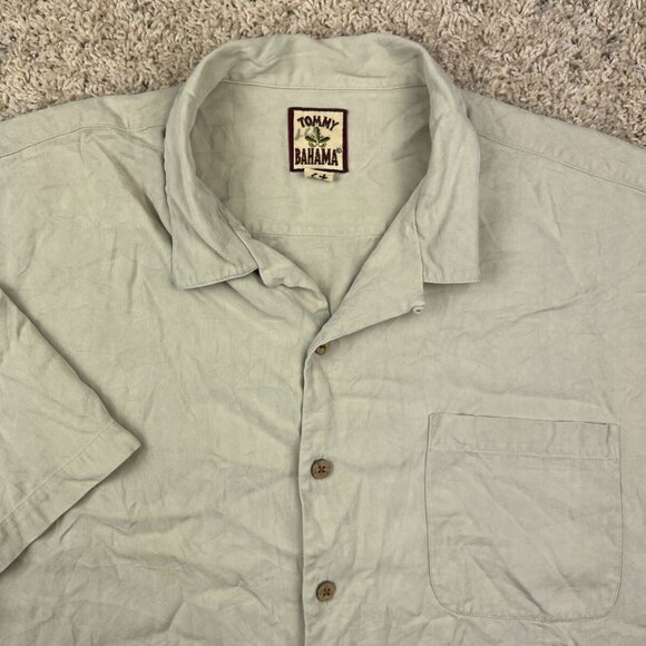 Tommy Bahama Short Sleeve Button Up All Silk Shirt (Size XL) Beige Ivory Hawaii - Picture 1 of 8